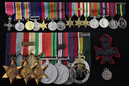 An unnamed WWII group and miniatures and other medals thought to relate to the Rhodes family